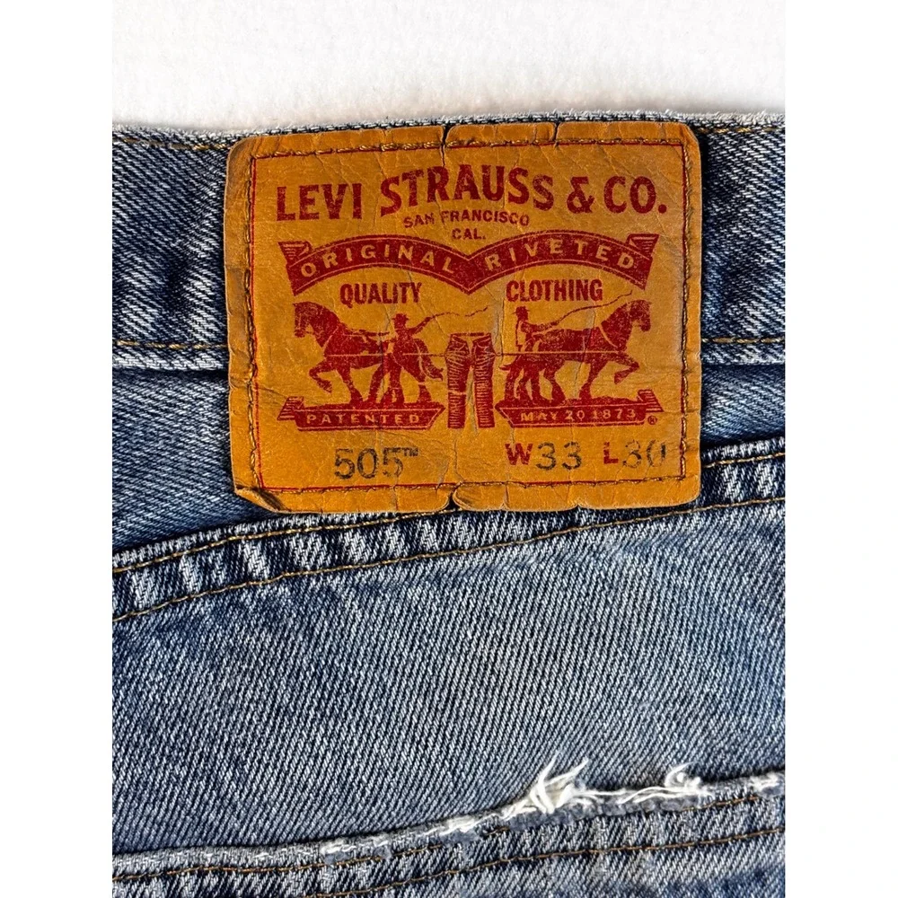 Levis 505 Vintage Regular‎ Fit Straight Leg Jeans Mens W33 L30 Medium Wash Blue